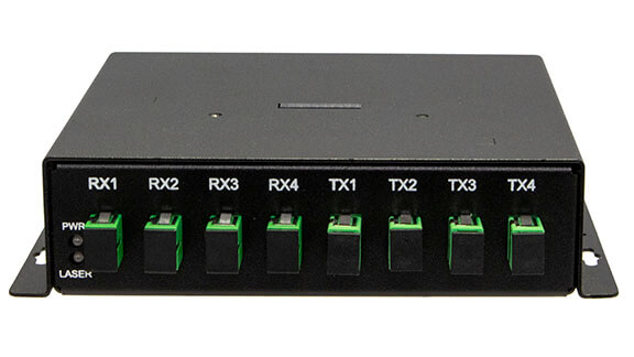 Rückansicht des FiberPatrol FP400-Lichtwellenleiter-Einbruchmeldesensorprozessors