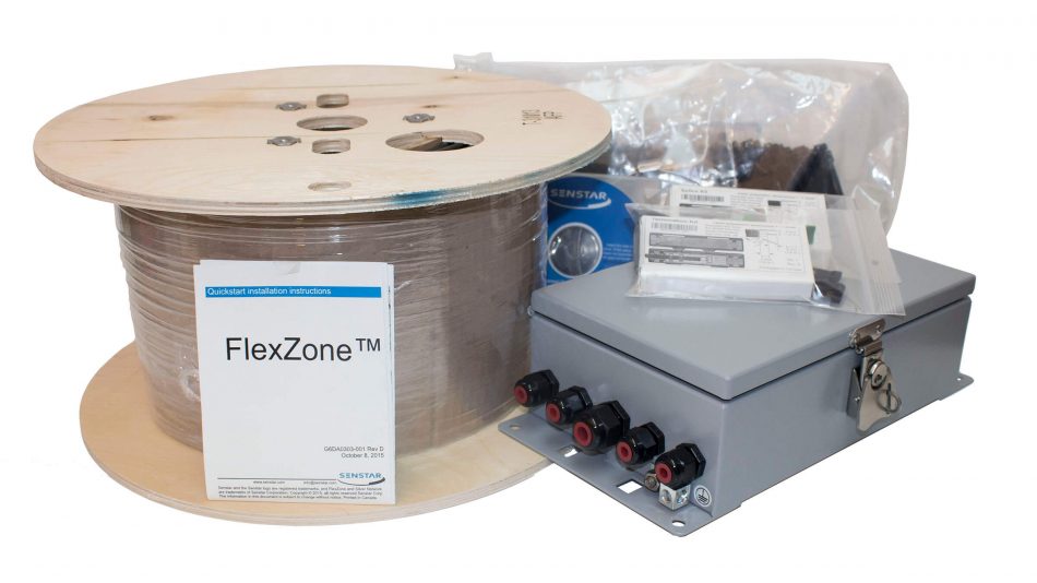 Komponenten des FlexZone-Sensor-Kits zur Erkennung von Eindringlingen im Umkreis