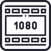 Icon of a 1080 film strip representing Thin Client's 1080p network video display