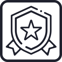 Icono de un premio de cinta en forma de escudo, que representa las características de rendimiento de los productos Senstar