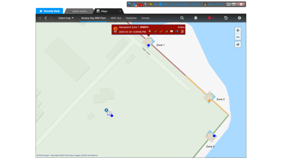 Screenshot of a map of a site showing Senstar and Genetec integration