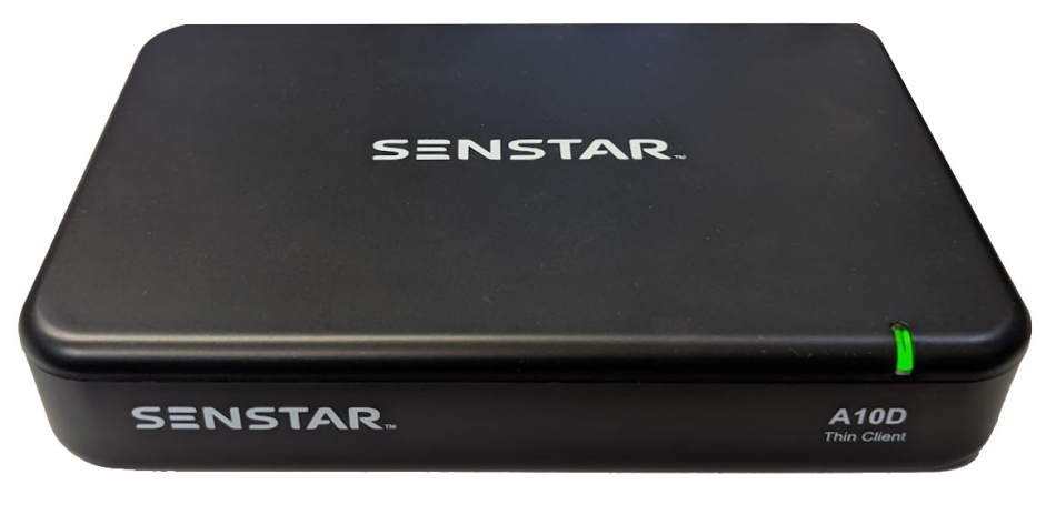 Schrägansicht von oben und vorne auf der Netzwerk-Video-Display-Appliance von Senstar Thin Client