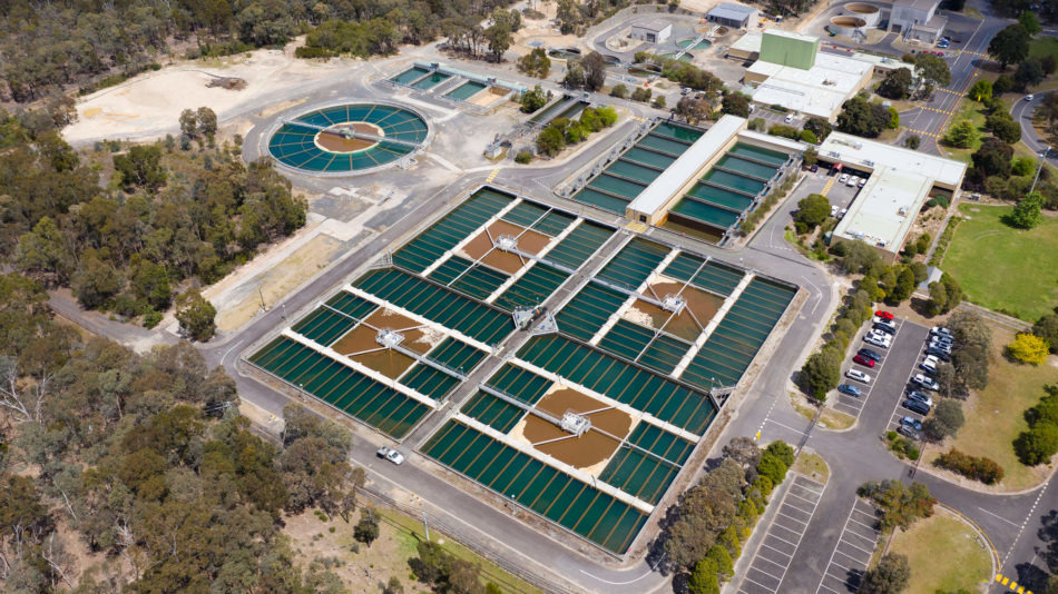 Arial view of a water utility site